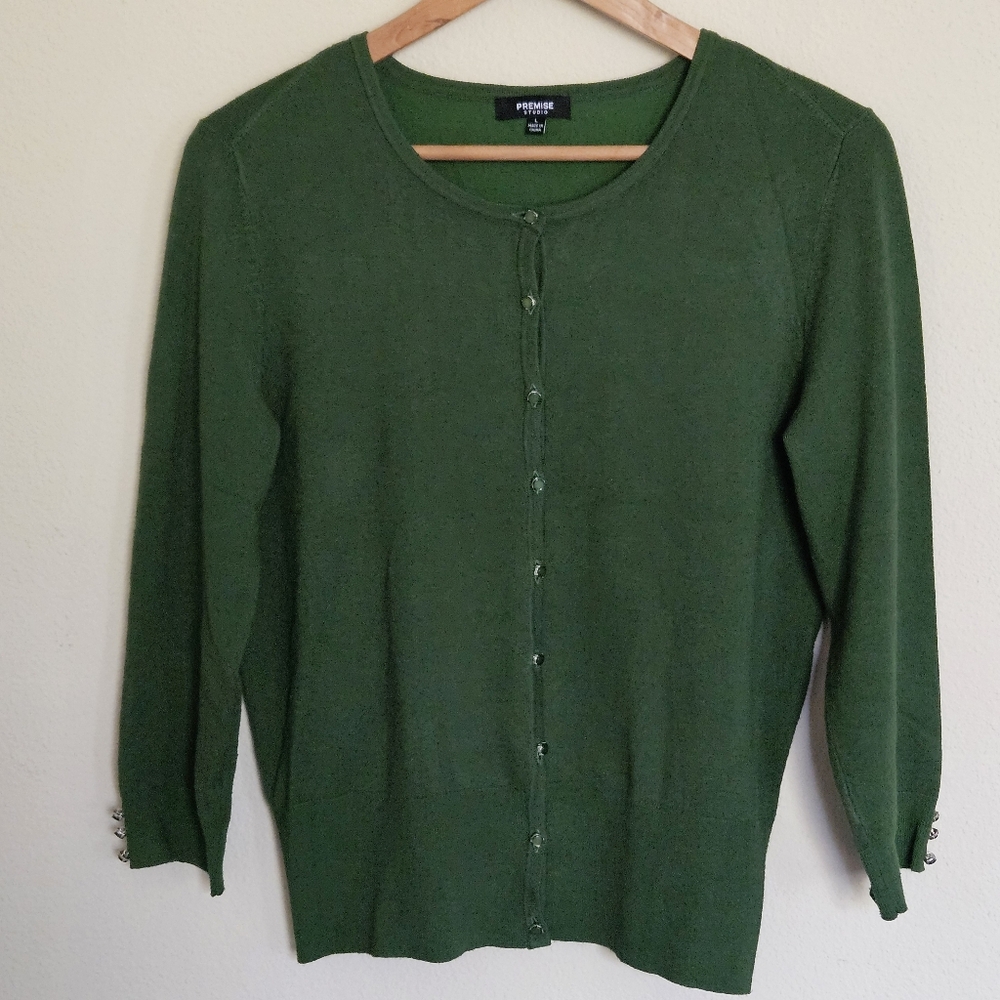 Premise Studio Green Sweater Cardigan Women's Large